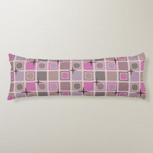 Mid Century Modern Squares Stars Pink Purple Body Cushion