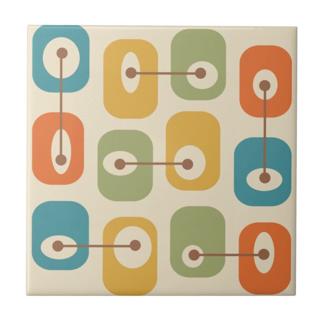 Mid Century Modern Squishy Cubes Ceramic Tile (Front)