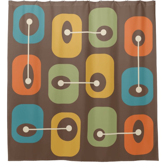 Mid Century Modern Squishy Cubes Shower Curtain (Front)