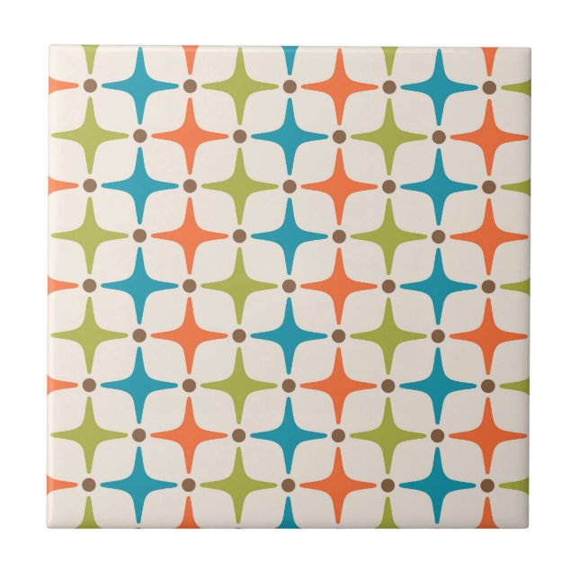 Mid Century Modern Star Pattern Ceramic Tile (Front)