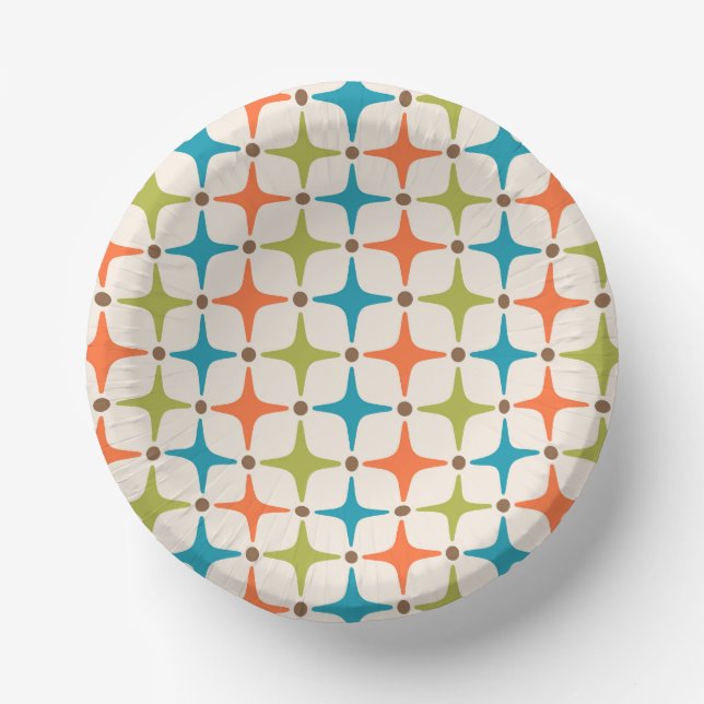 Mid Century Modern Star Pattern Paper Plate (Front)