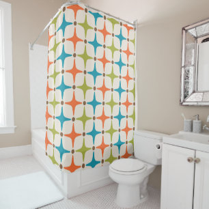 Mid Century Modern Star Pattern Shower Curtain