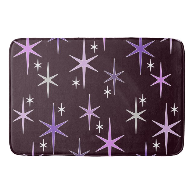 Mid Century Modern Star Sky Purple Bath Mat (Front)