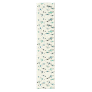 Mid Century Modern Star Sky Turquoise Short Table Runner