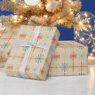 Mid-Century Modern Starburst Atomic Pattern Wrapping Paper
