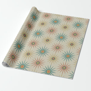 Mid-Century Modern Starburst Atomic Pattern Wrapping Paper
