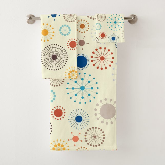 Mid Century Modern Starburst Bath Towel Set (Insitu)