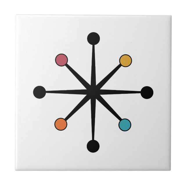Mid Century Modern Starburst Ceramic Tile (Front)
