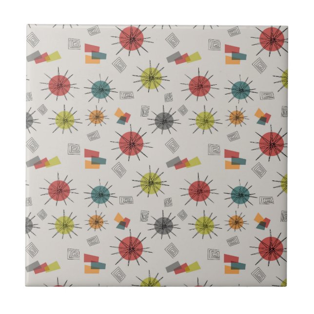 Mid-Century Modern Starburst  Ceramic Tile (Front)