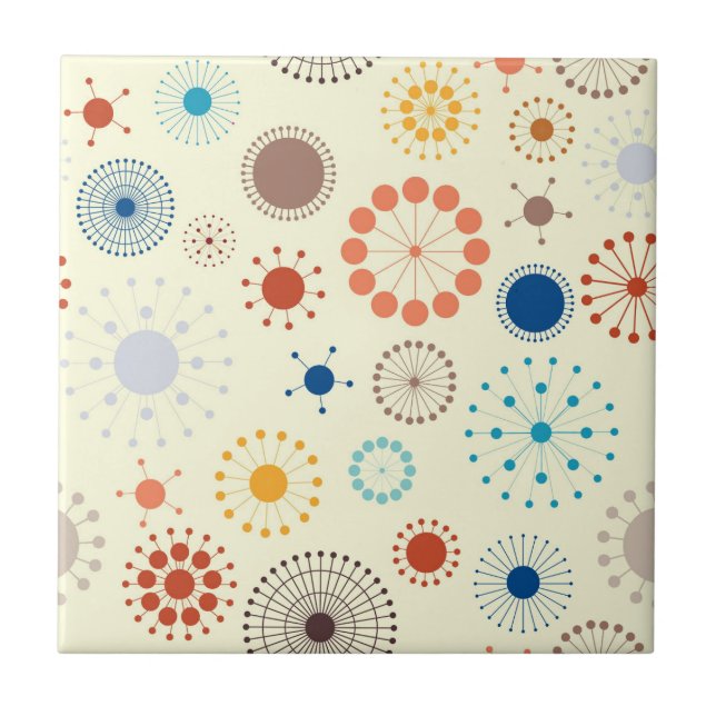 Mid Century Modern Starburst Ceramic Tile (Front)