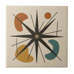 Mid Century Modern Starburst Ceramic Tile