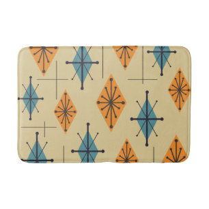 Mid Century Modern Starburst Diamonds Bath Mat