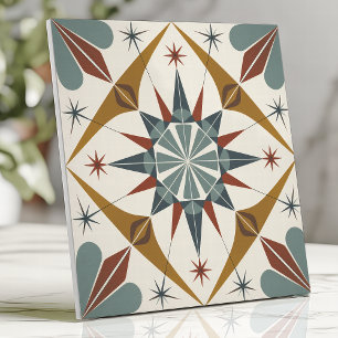 Mid-Century Modern Starburst Geometric Ceramic Tile