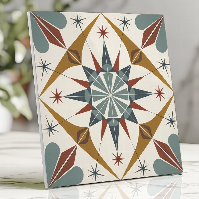 Mid-Century Modern Starburst Geometric  Ceramic Tile (Creator Uploaded)