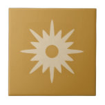 Mid-Century Modern Starburst | Ochre Gold Ceramic Tile<br><div class="desc">Mid-century modern inspired design featuring a single vintage retro starburst on an ochre gold background. Simple, clean modern design. Create your own custom tile by uploading a new image, or use the "message" button to contact the designer for help. To create your own design: 1. Select personalise this template. 2....</div>
