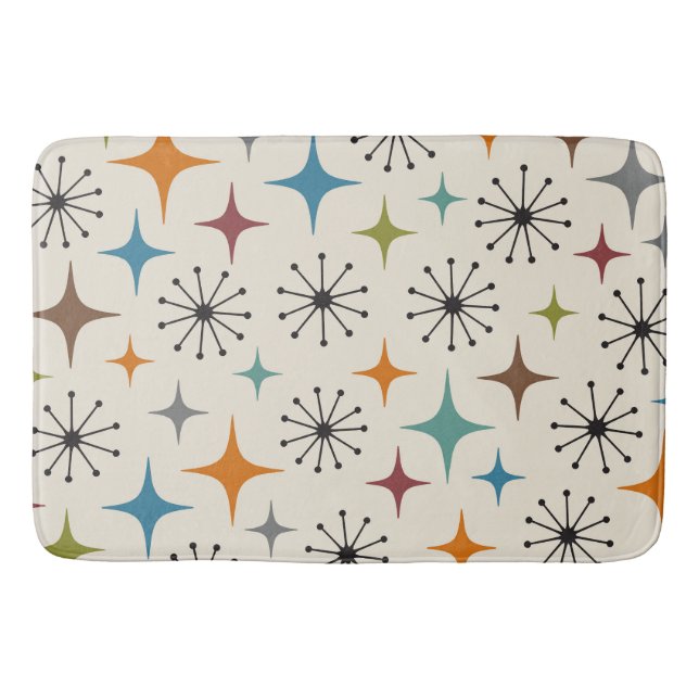 Mid Century Modern Starburst Pattern Bath Mat (Front)