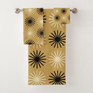 Mid Century Modern Starburst Pattern Bath Towel Set