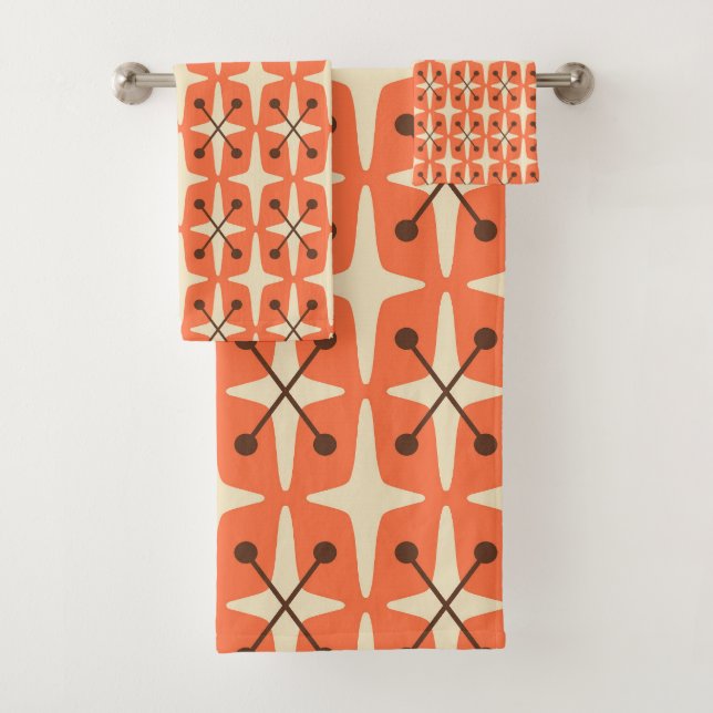 Mid Century Modern Starburst Pattern Bath Towel Set (Insitu)