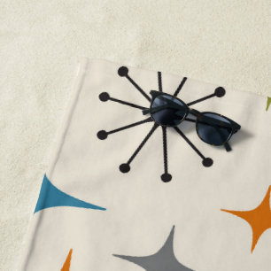 Mid Century Modern Starburst Pattern Beach Towel