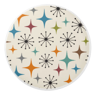 Mid Century Modern Starburst Pattern Ceramic Knob