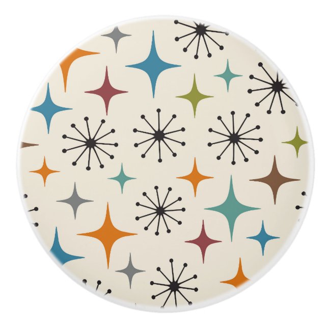 Mid Century Modern Starburst Pattern Ceramic Knob (Front)