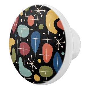 Mid Century Modern Starburst Pattern Ceramic Knob