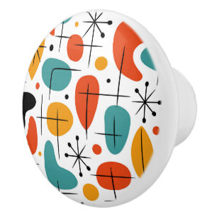 Mid Century Modern Starburst Pattern Ceramic Knob