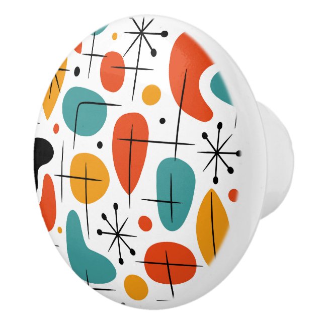 Mid Century Modern Starburst Pattern Ceramic Knob (Right)