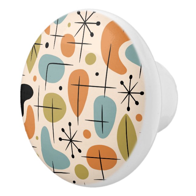 Mid Century Modern Starburst Pattern Ceramic Knob (Right)