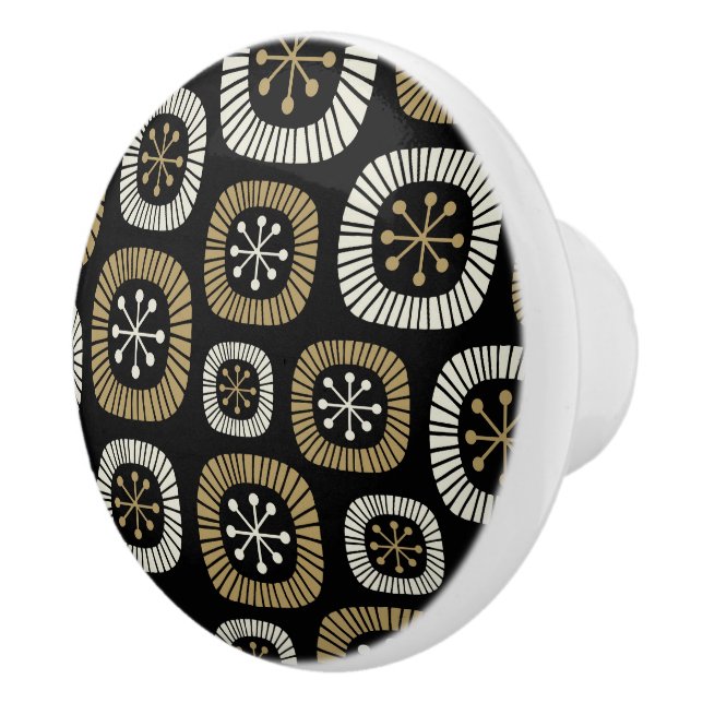 Mid Century Modern Starburst Pattern Ceramic Knob (Right)