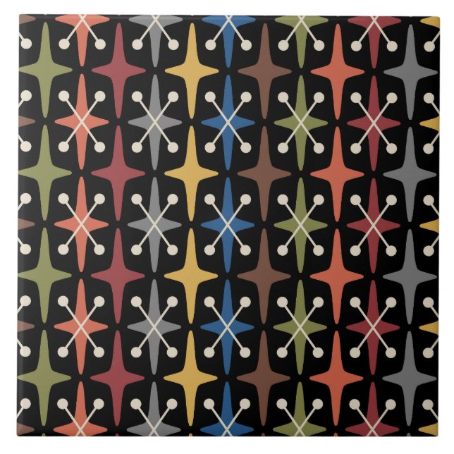 Mid Century Modern Starburst Pattern Ceramic Tile (Front)