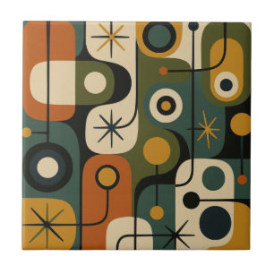 Mid Century Modern Starburst Pattern Ceramic Tile