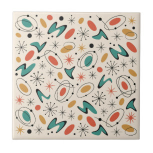 Mid Century Modern Starburst Pattern Ceramic Tile