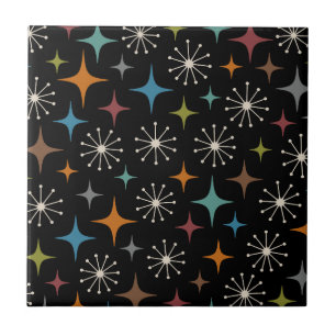 Mid Century Modern Starburst Pattern Ceramic Tile