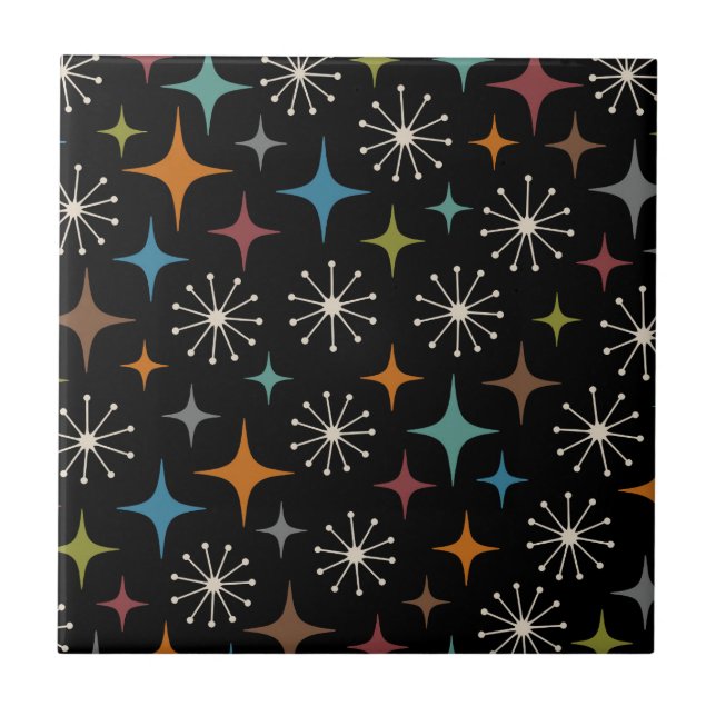Mid Century Modern Starburst Pattern Ceramic Tile (Front)
