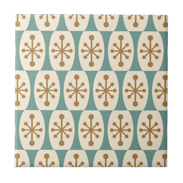 Mid Century Modern Starburst Pattern Ceramic Tile (Front)