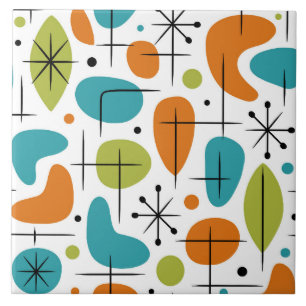 Mid Century Modern Starburst Pattern Ceramic Tile