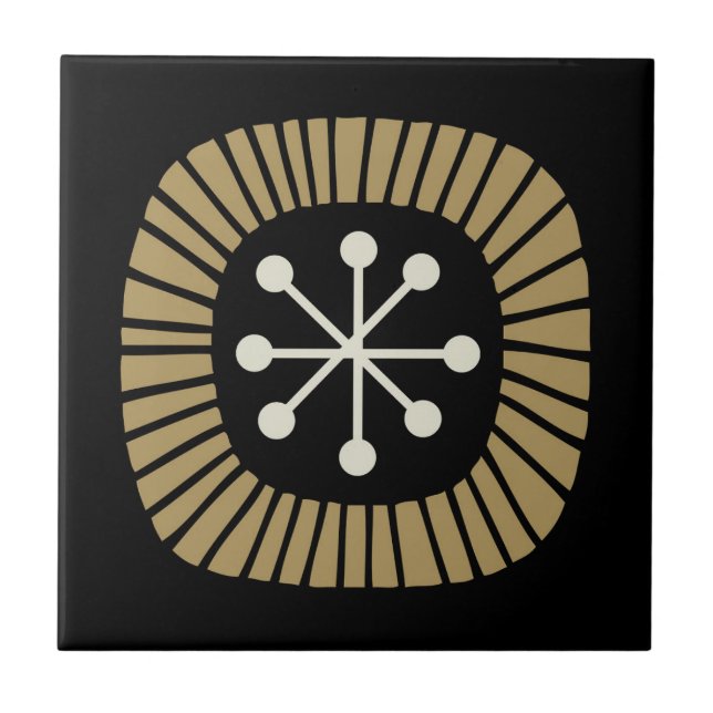 Mid Century Modern Starburst Pattern Ceramic Tile (Front)