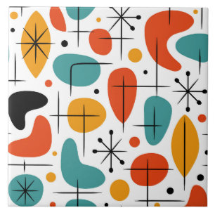 Mid Century Modern Starburst Pattern Ceramic Tile