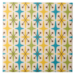 Mid Century Modern Starburst Pattern Ceramic Tile