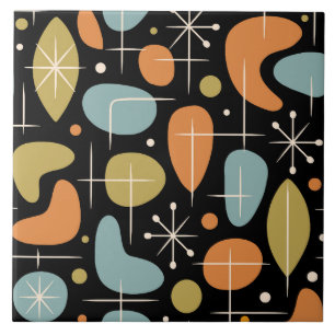 Mid Century Modern Starburst Pattern Ceramic Tile