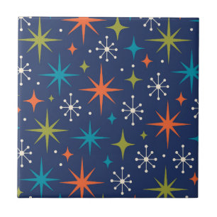 Mid Century Modern Starburst Pattern Ceramic Tile