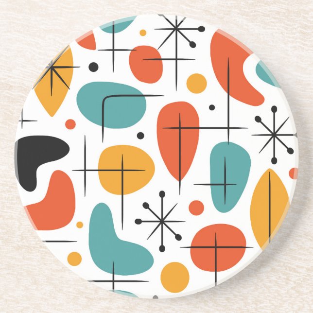 Mid Century Modern Starburst Pattern Coaster (Front)