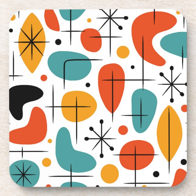 Mid Century Modern Starburst Pattern Coaster (Front)