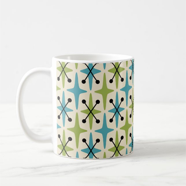Mid Century Modern Starburst Pattern Coffee Mug (Left)