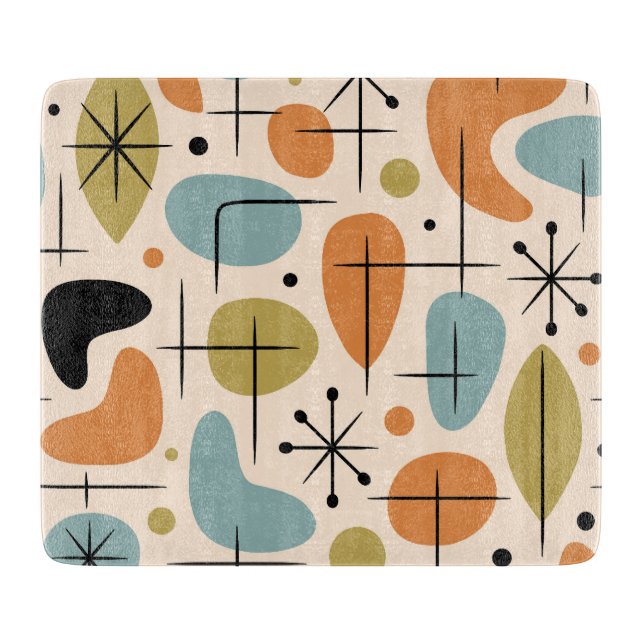 Mid Century Modern Starburst Pattern Cutting Board (Front)