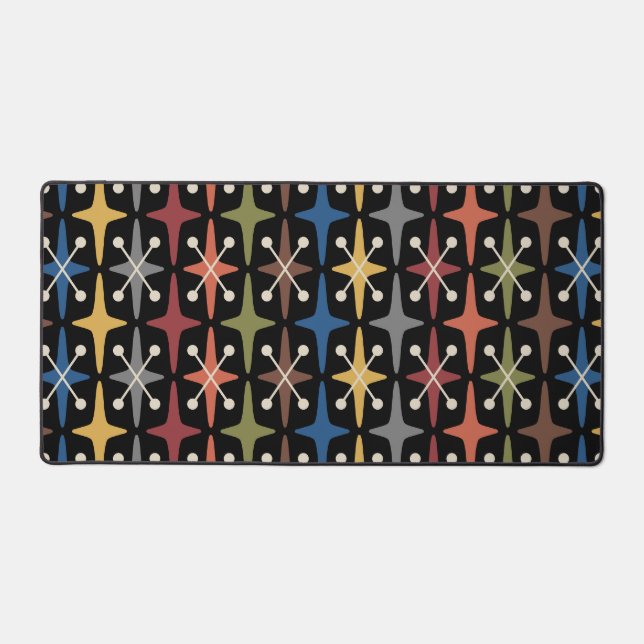 Mid Century Modern Starburst Pattern Desk Mat (Front)