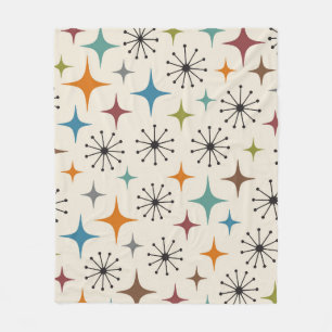Mid Century Modern Starburst Pattern Fleece Blanket