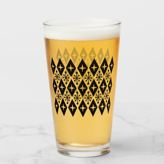 Mid Century Modern Starburst Pattern Glass (Front Filled)