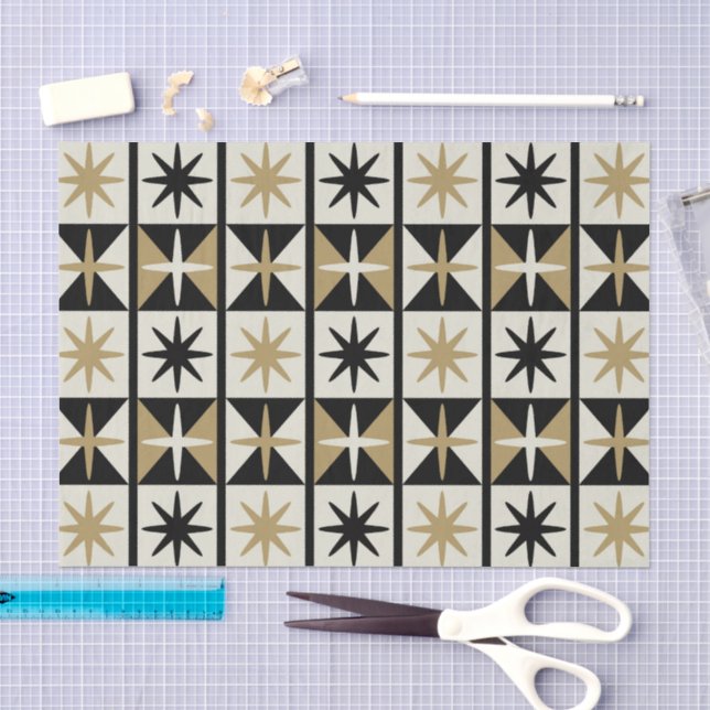 Mid Century Modern Starburst Pattern in Blues Tissue Paper (Craft)